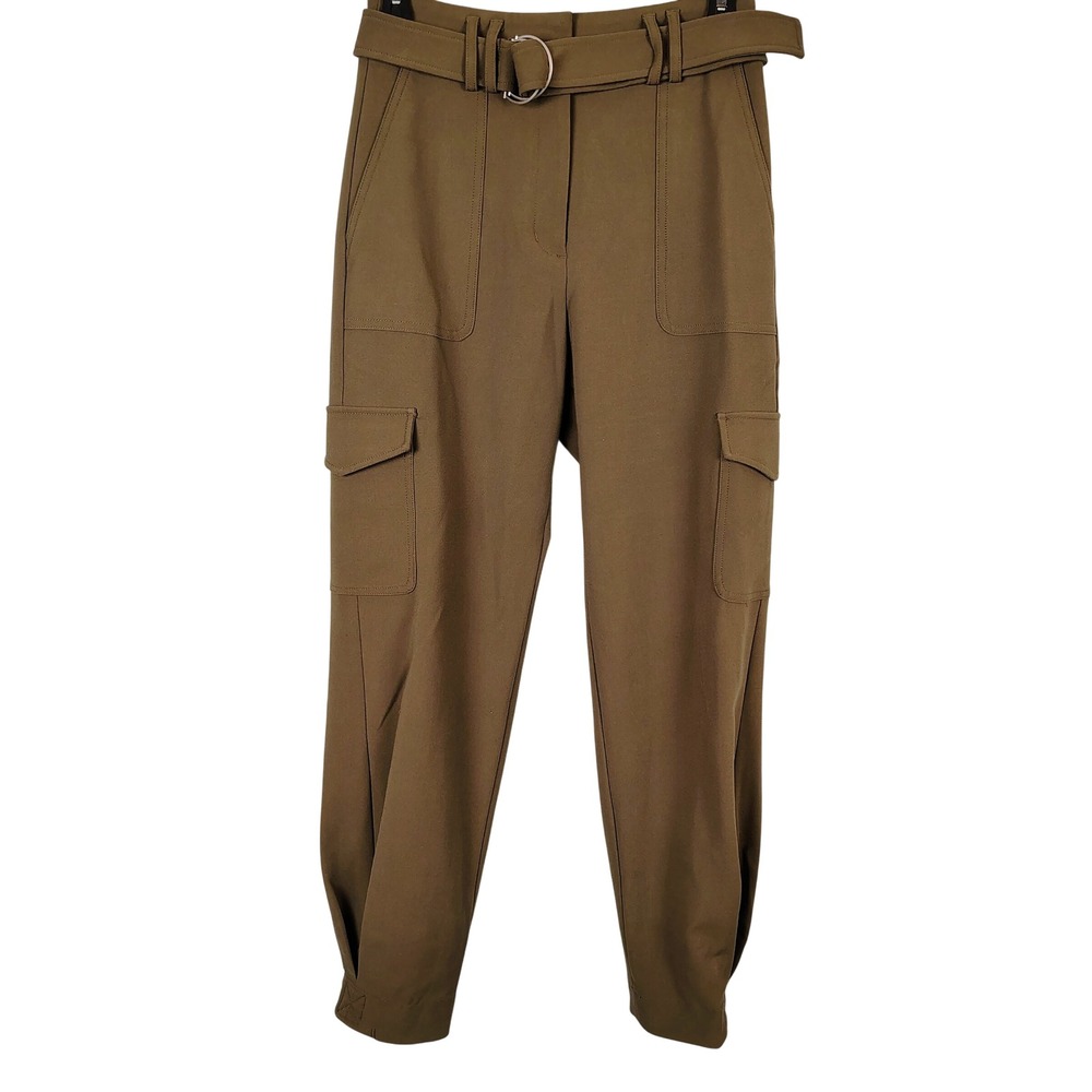 Express Womens SZ 2R Belted Cargo Tapered Pants Brown Utility Gorpcore Chic